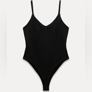 ZARA Polyamide Bodysuit. Size Medium. Black. NWT